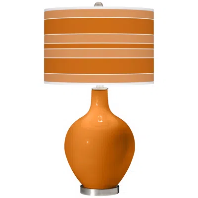 Color Plus Ovo 28 1/2" Bold Stripe Shade Cinnamon Spice Table Lamp
