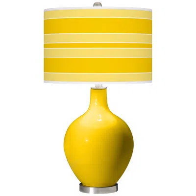 Color Plus Ovo 28 1/2" Bold Stripe Shade Citrus Yellow Table Lamp