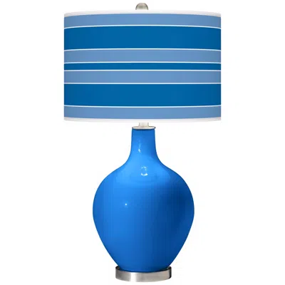 Color Plus Ovo 28 1/2" Bold Stripe Shade Coastal Royal Blue Table Lamp