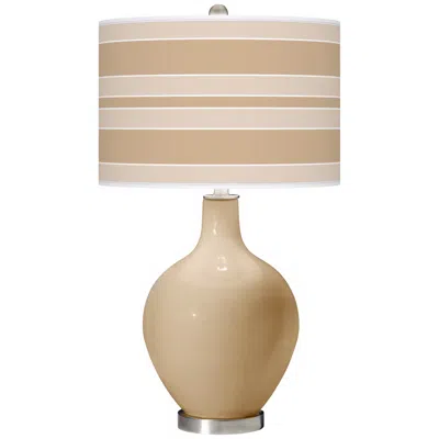 Color Plus Ovo 28 1/2" Bold Stripe Shade Colonial Tan Table Lamp