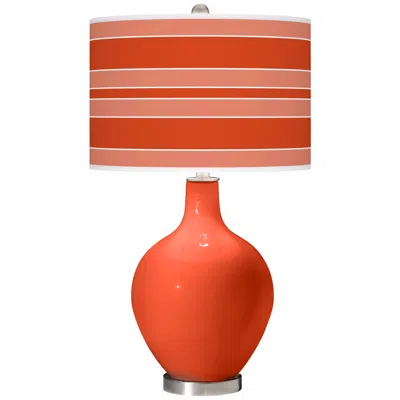 Color Plus Ovo 28 1/2" Bold Stripe Shade Daredevil Orange Table Lamp