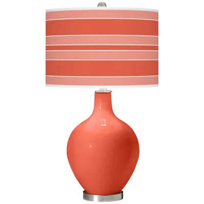 Color Plus Ovo 28 1/2" Bold Stripe Shade Daring Orange Table Lamp