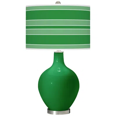 Color Plus Ovo 28 1/2" Bold Stripe Shade Envy Green Table Lamp