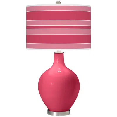 Color Plus Ovo 28 1/2" Bold Stripe Shade Eros Pink Table Lamp