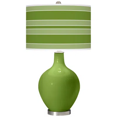 Color Plus Ovo 28 1/2" Bold Stripe Shade Gecko Green Table Lamp