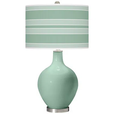 Color Plus Ovo 28 1/2" Bold Stripe Shade Grayed Jade Green Table Lamp