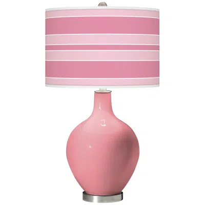 Color Plus Ovo 28 1/2" Bold Stripe Shade Haute Pink Table Lamp