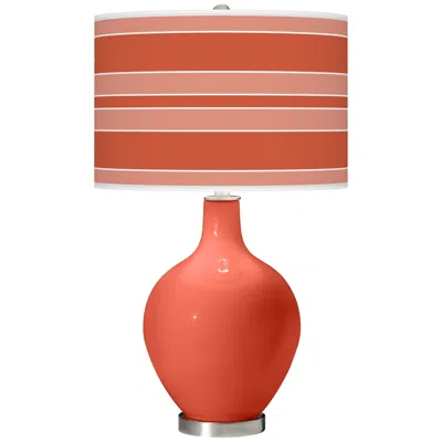 Color Plus Ovo 28 1/2" Bold Stripe Shade Koi Coral Orange Table Lamp