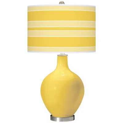 Color Plus Ovo 28 1/2" Bold Stripe Shade Lemon Zest Yellow Table Lamp