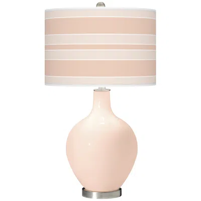 Color Plus Ovo 28 1/2" Bold Stripe Shade Linen Pink Table Lamp