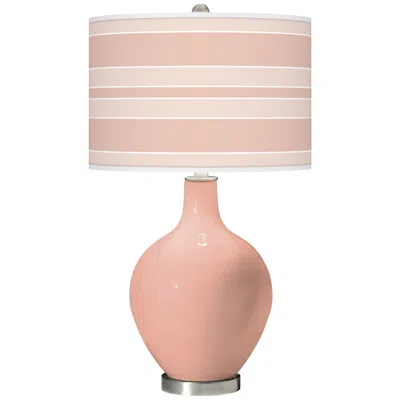 Color Plus Ovo 28 1/2" Bold Stripe Shade Mellow Coral Pink Table Lamp