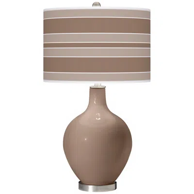 Color Plus Ovo 28 1/2" Bold Stripe Shade Mocha Brown Glass Table Lamp