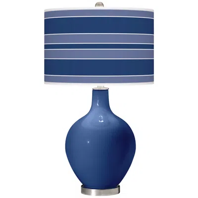 Color Plus Ovo 28 1/2" Bold Stripe Shade Monaco Blue Table Lamp
