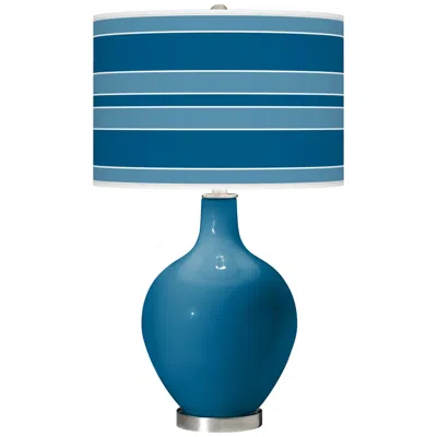 Color Plus Ovo 28 1/2" Bold Stripe Shade Mykonos Blue Table Lamp