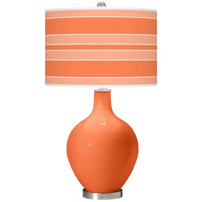 Color Plus Ovo 28 1/2" Bold Stripe Shade Nectarine Orange Table Lamp