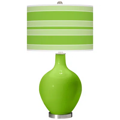Color Plus Ovo 28 1/2" Bold Stripe Shade Neon Green Table Lamp