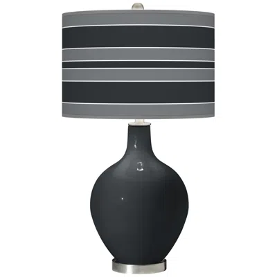 Color Plus Ovo 28 1/2" Bold Stripe Shade Night Black Glass Table Lamp
