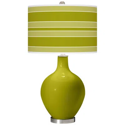 Color Plus Ovo 28 1/2" Bold Stripe Shade Olive Green Table Lamp