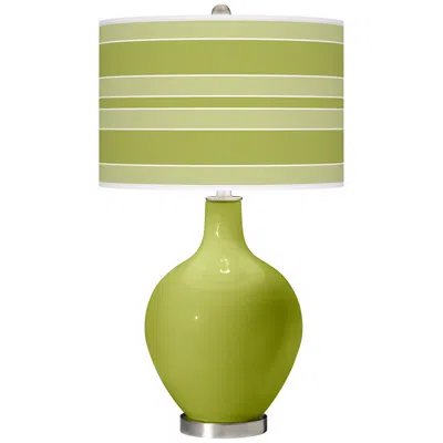 Color Plus Ovo 28 1/2" Bold Stripe Shade Parakeet Green Table Lamp