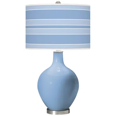 Color Plus Ovo 28 1/2" Bold Stripe Shade Placid Blue Table Lamp