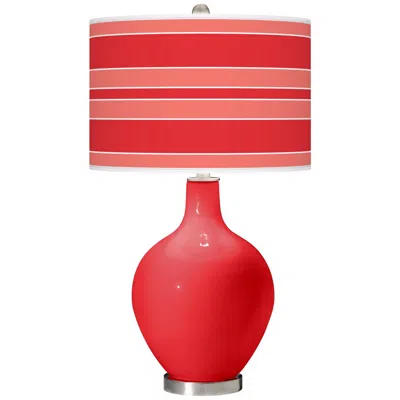 Color Plus Ovo 28 1/2" Bold Stripe Shade Poppy Red Table Lamp