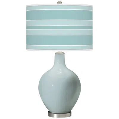 Color Plus Ovo 28 1/2" Bold Stripe Shade Rain Blue Table Lamp