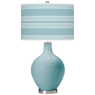 Color Plus Ovo 28 1/2" Bold Stripe Shade Raindrop Blue Table Lamp