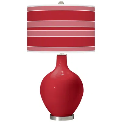 Color Plus Ovo 28 1/2" Bold Stripe Shade Ribbon Red Table Lamp