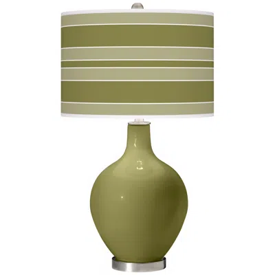 Color Plus Ovo 28 1/2" Bold Stripe Shade Rural Green Table Lamp