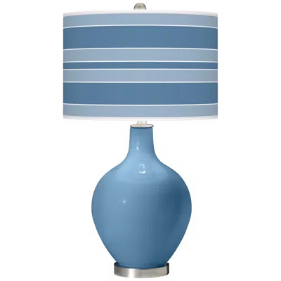 Color Plus Ovo 28 1/2" Bold Stripe Shade Secure Blue Table Lamp