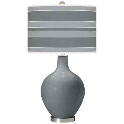 Color Plus Ovo 28 1/2" Bold Stripe Shade Software Gray Table Lamp