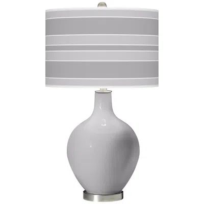 Color Plus Ovo 28 1/2" Bold Stripe Shade Swanky Gray Table Lamp