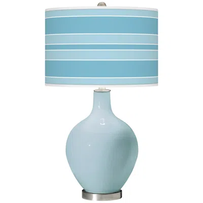 Color Plus Ovo 28 1/2" Bold Stripe Shade Vast Sky Blue Table Lamp