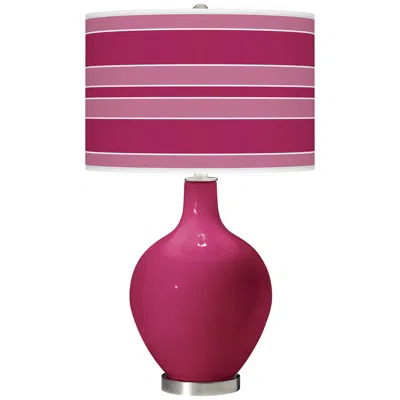 Color Plus Ovo 28 1/2" Bold Stripe Shade Vivacious Pink Table Lamp