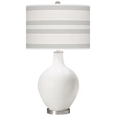 Color Plus Ovo 28 1/2" Bold Stripe Shade Winter White Table Lamp