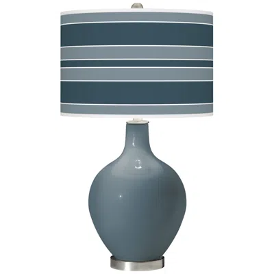 Color Plus Ovo 28 1/2" Bold Stripe Smoky Blue Table Lamp