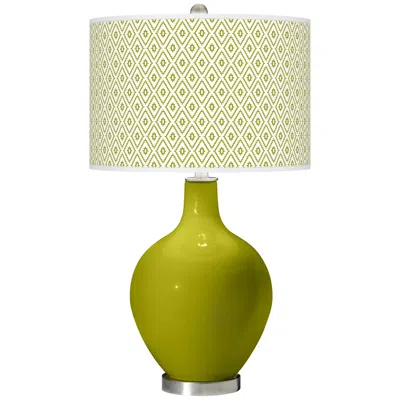 Color Plus Ovo 28 1/2" Diamonds Pattern Olive Green Table Lamp