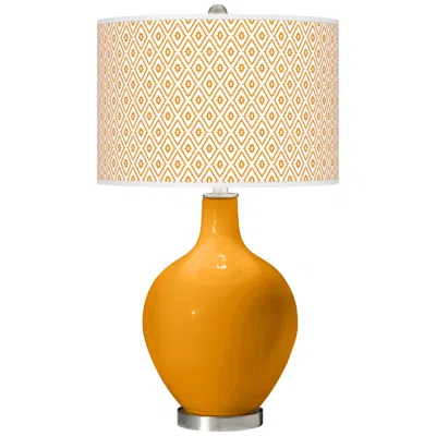 Color Plus Ovo 28 1/2" Diamonds Shade Carnival Orange Table Lamp