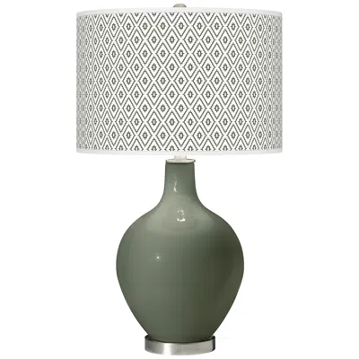 Color Plus Ovo 28 1/2" Diamonds Shade Deep Lichen Green Table Lamp