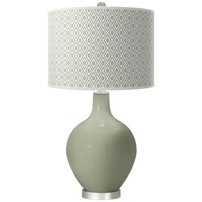 Color Plus Ovo 28 1/2" Diamonds Shade Evergreen Fog Green Table Lamp