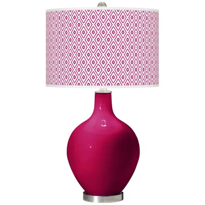 Color Plus Ovo 28 1/2" Diamonds Shade French Burgundy Red Table Lamp