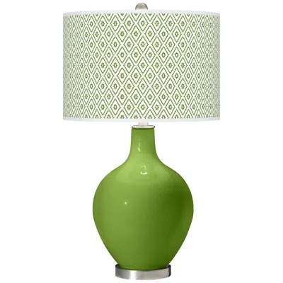 Color Plus Ovo 28 1/2" Diamonds Shade Gecko Green Glass Table Lamp