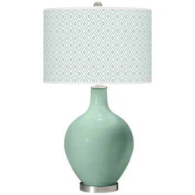 Color Plus Ovo 28 1/2" Diamonds Shade Grayed Jade Green Table Lamp
