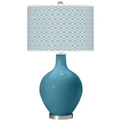 Color Plus Ovo 28 1/2" Diamonds Shade Great Falls Blue Table Lamp