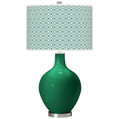 Color Plus Ovo 28 1/2" Diamonds Shade Greens Table Lamp
