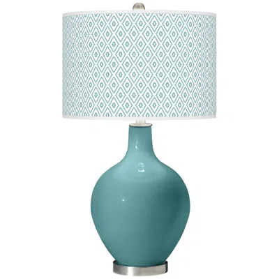 Color Plus Ovo 28 1/2" Diamonds Shade Reflecting Pool Blue Table Lamp