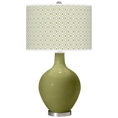 Color Plus Ovo 28 1/2" Diamonds Shade Rural Green Glass Table Lamp