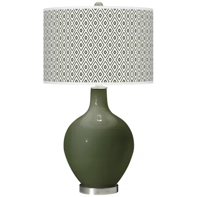 Color Plus Ovo 28 1/2" Diamonds Shade Secret Garden Green Table Lamp