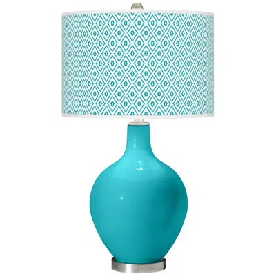 Color Plus Ovo 28 1/2" Diamonds Shade Surfer Blue Table Lamp