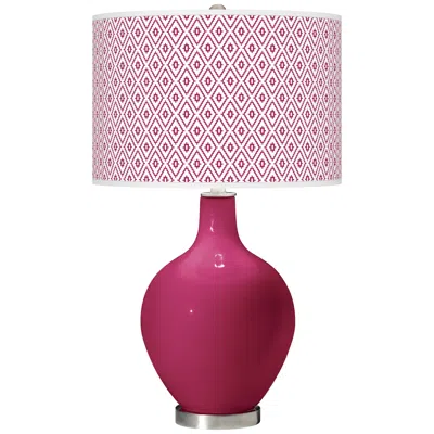 Color Plus Ovo 28 1/2" Diamonds Shade Vivacious Pink Table Lamp